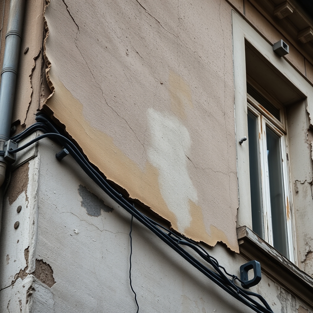 Schadhafte Fassade vor Renovierung